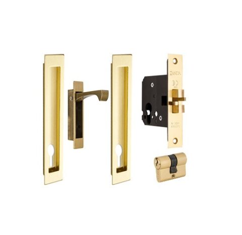 Zanda Verve 200mm Sliding Door Pull Key Satin Brass