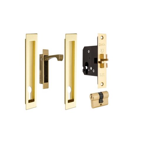 Zanda Verve 300mm Sliding Door Pull Key Satin Brass