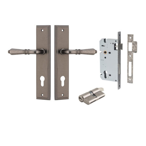 Iver Sarlat Stepped Entrance Key/Key Lever Kit Distressed Nickel