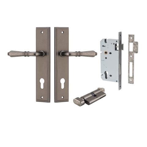 Iver Sarlat Stepped Entrance Key/Thumb Lever Kit Distressed Nickel