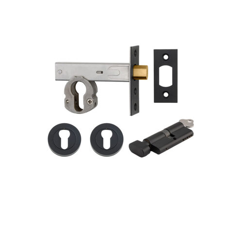 Iver Euro Mortice Deadbolt Kit Key/Thumb Matte Black
