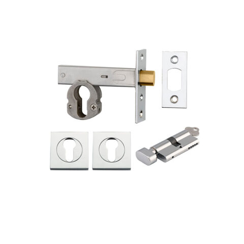 Iver Square Euro Mortice Deadbolt Kit Key/Thumb Polished Chrome