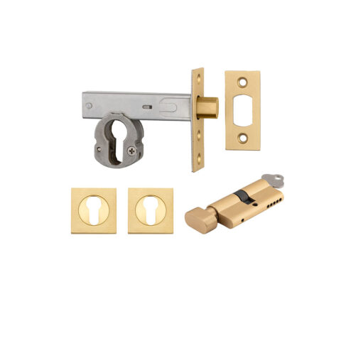 Iver Square Euro Mortice Deadbolt Kit Key/Thumb Brushed Brass