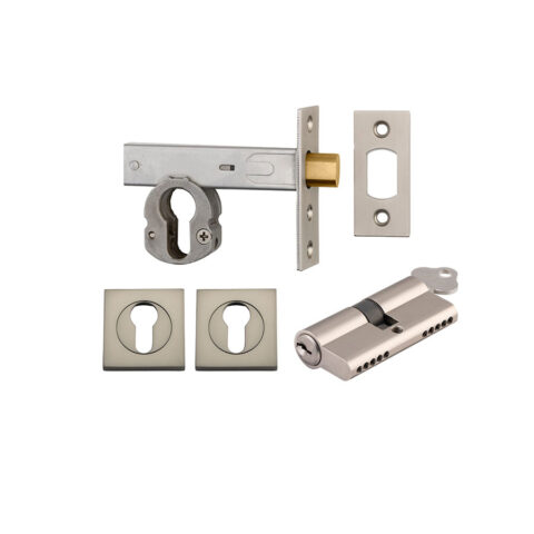 Iver Square Euro Mortice Deadbolt Kit Key/Key Satin Nickel