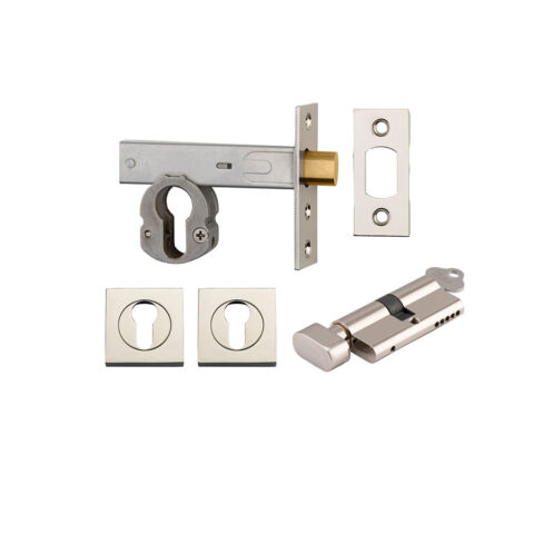 Iver Square Euro Mortice Deadbolt Kit Key/Thumb Polished Nickel