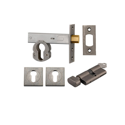 Iver Square Euro Mortice Deadbolt Kit Key/Thumb Distressed Nickel