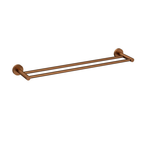 P&P Plus Otus Slimline SS304 Double Towel Rail 600mm Brushed Cooper