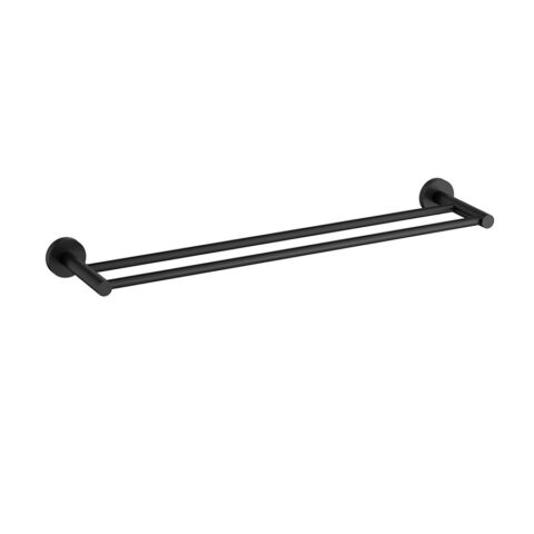 P&P Plus Otus Slimline SS304 Double Towel Rail 600mm Matte Black