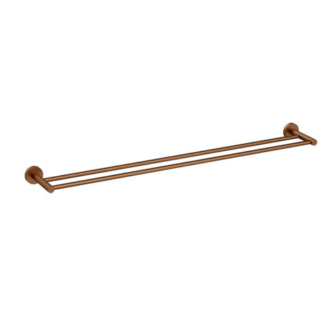 P&P Plus Otus Slimline SS304 Double Towel Rail 900mm Brushed Cooper