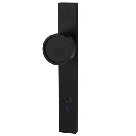 Builders Choice Long Plate Recessed Face Knob Entrance Set Matte Black