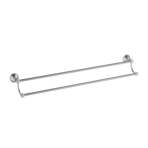Ikon Clasico 600mm Double Towel Rail Brushed Nickel