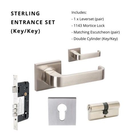 Zanda Sterling Square Entrance Set Key/Key Brushed Nickel