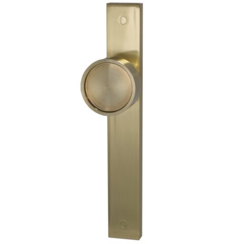 Builders Choice Long Plate Recessed Face Knob Passage Set Satin Brass