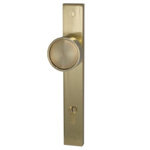 Builders Choice Long Plate Recessed Face Knob Entrance Set Satin Brass