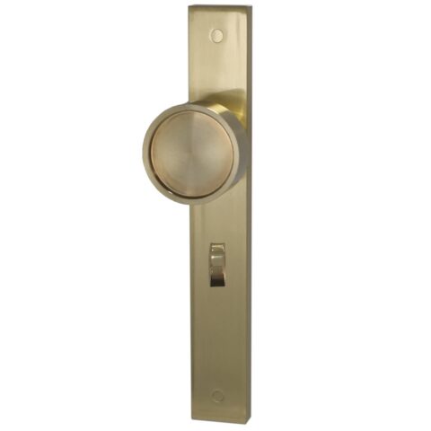 Builders Choice Long Plate Recessed Face Knob Privacy Set Satin Brass