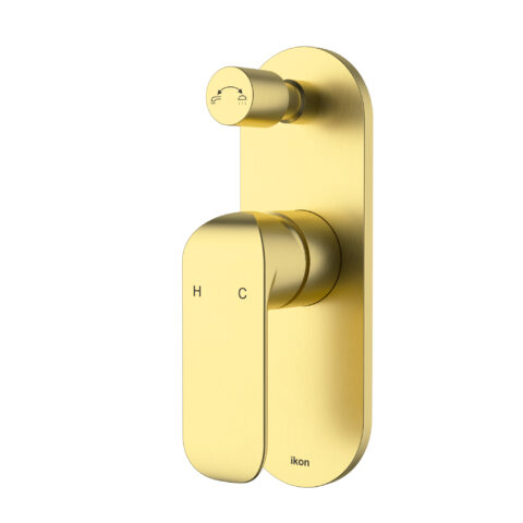 Ikon Kara Wall Mixer With Diverter Brushed Gold