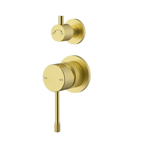 Ikon Linie Wall Diverter Mixer Trim Kit With Separate Cover Plate Brushed Gold