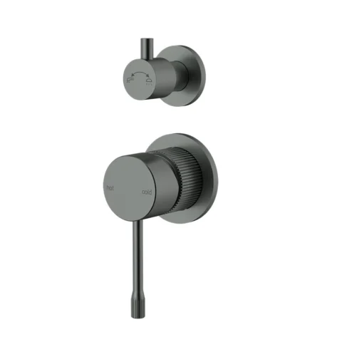 Ikon Linie Wall Diverter Mixer Trim Kit With Separate Cover Plate Gunmetal