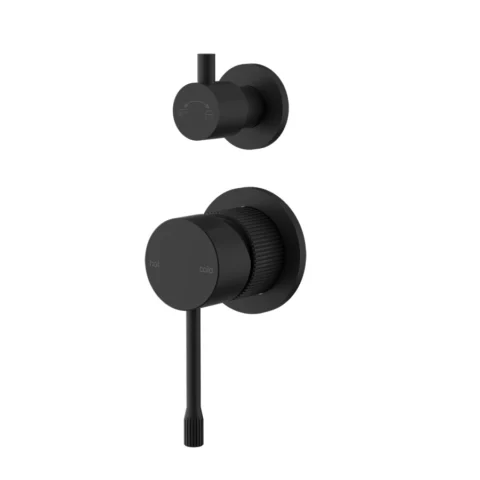 Ikon Linie Wall Diverter Mixer Trim Kit With Separate Cover Plate Matte Black