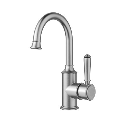 Ikon Clasico Gooseneck Basin Mixer Brushed Nickel