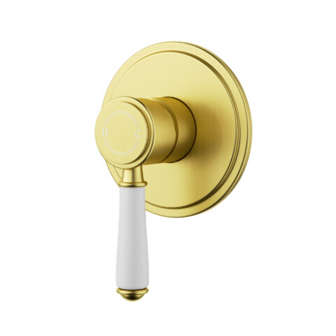 Ikon Clasico Wall Mixer Trim Kit Ceramic Handle Brushed Gold