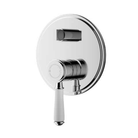 Ikon Clasico Wall Mixer Diverter Trim Kit Ceramic Handle Chrome