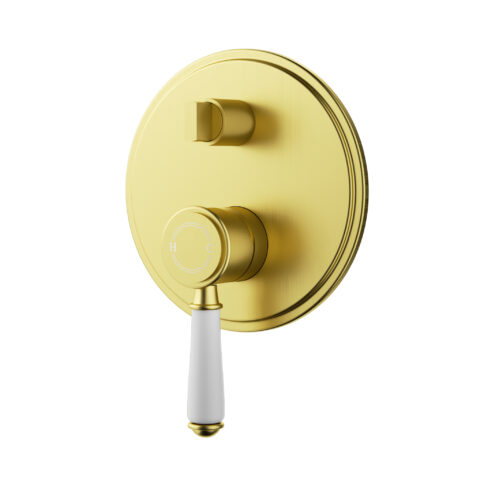 Ikon Clasico Wall Mixer Diverter Trim Kit Ceramic Handle Brushed Gold