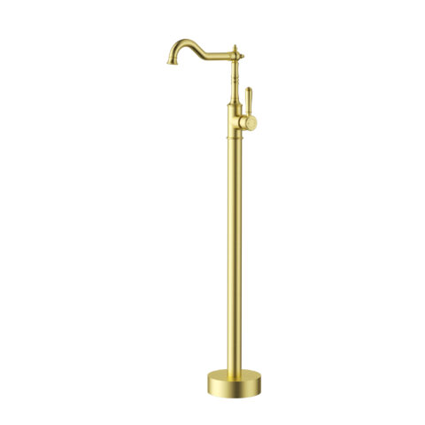 Ikon Clasico Freestanding Bath Mixer Ceramic Handle Brushed Gold