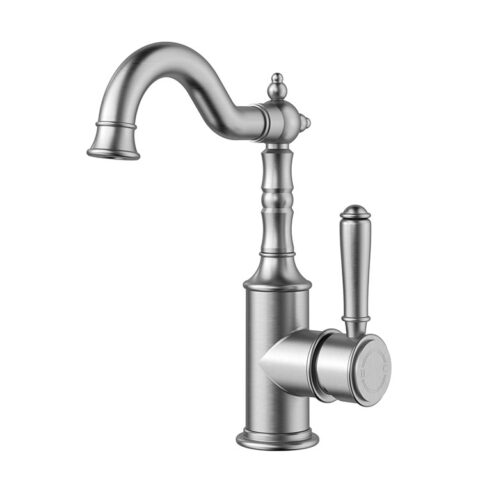 Ikon Clasico Hook Spout Basin Mixer Brushed Nickel
