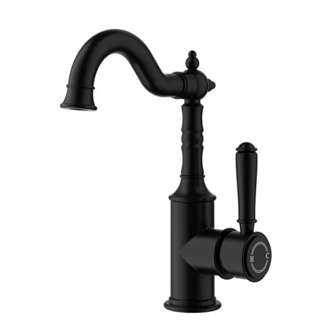 Ikon Clasico Hook Spout Basin Mixer Matte Black