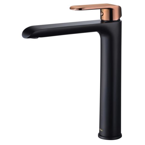 Ikon Kara High Rise Basin Mixer Matte Black Rose Gold