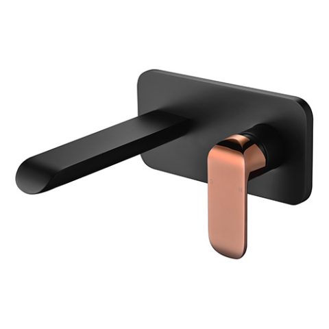 Ikon Kara Wall Mixer With Spout Matte Black Rose Gold