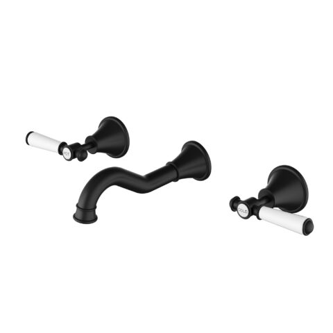 Ikon Clasico Bath Tap Set Ceramic Handles Matte Black