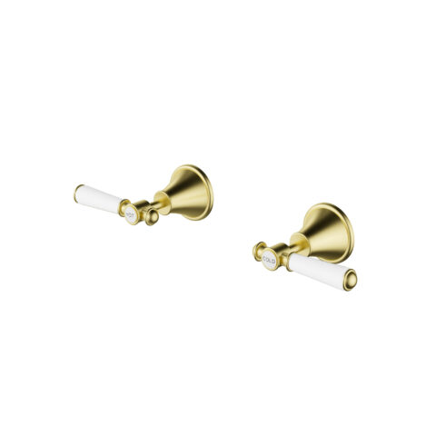 Ikon Classico Wall Top Assemblies Ceramic Handles Brushed Gold