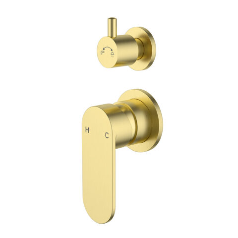 P&P Plus Sora SS Wall Diverter Mixer Trim Kit Brushed Gold
