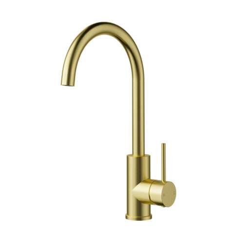 P&P Plus Otus Slimline Gooseneck Sink Mixer Brushed Gold