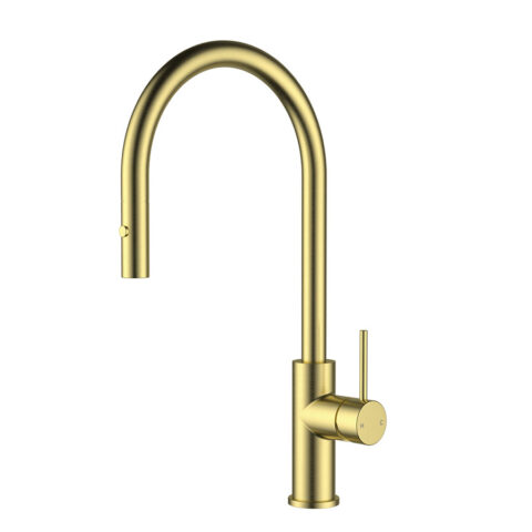 P&P Plus Otus Slimline SS Gooseneck Pull-Out Sink Mixer Brushed Gold