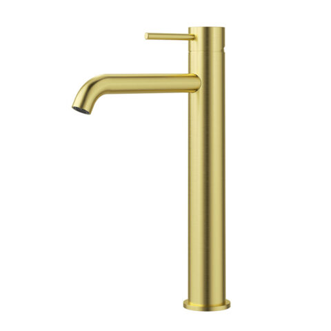 P&P Plus Otus Slimline Basin Mixer High Rise Curved Spout Brushed Gold