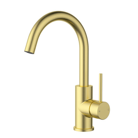 P&P Plus Otus Slimline Gooseneck Basin Mixer Brushed Gold