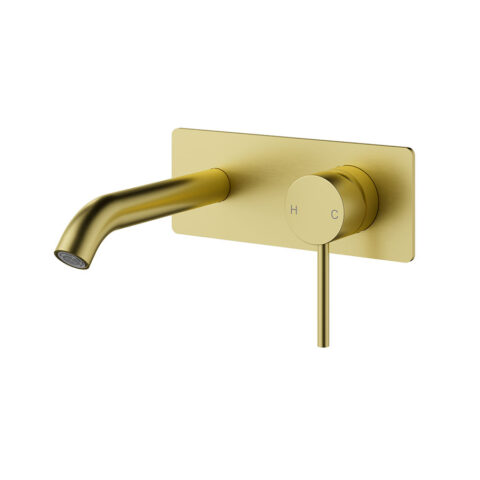 P&P Plus Otus Slimline Wall Basin Mixer Trim Kit 220mm Spout Brushed Gold