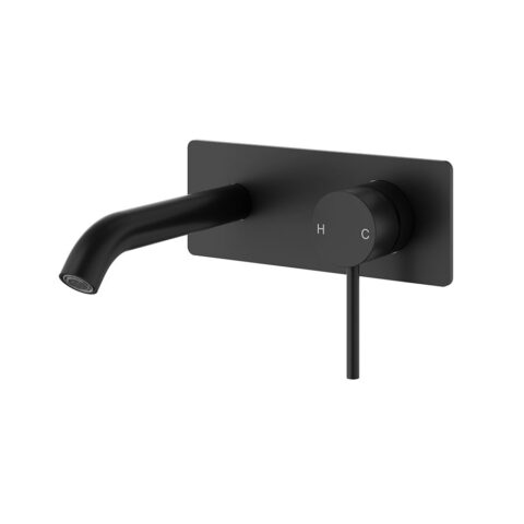 P&P Plus Otus Slimline Wall Basin Mixer Trim Kit 220mm Spout Matt Black