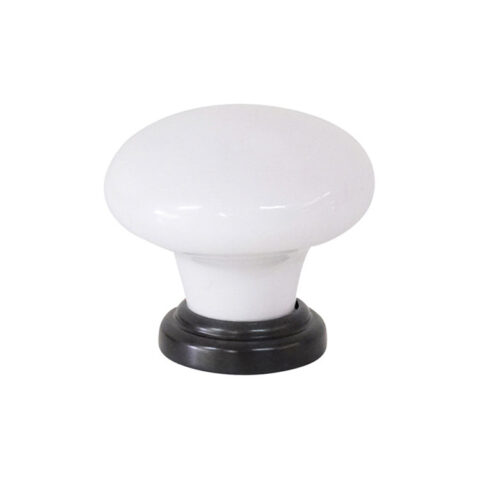 Tradco 32x30mm Porcelain Cupboard Knob Antique Brass