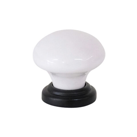 Tradco 38x36mm Porcelain Cupboard Knob Matte Black