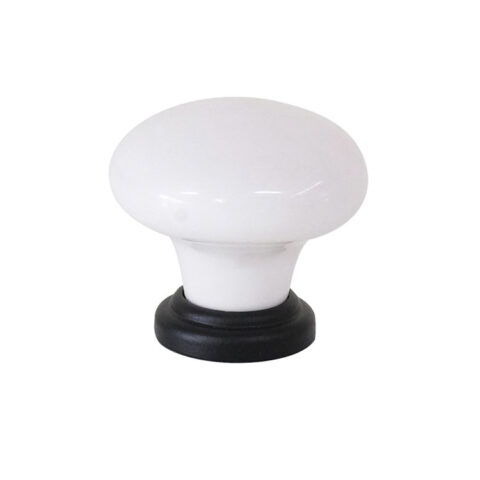 Tradco 32x30mm Porcelain Cupboard Knob Matte Black