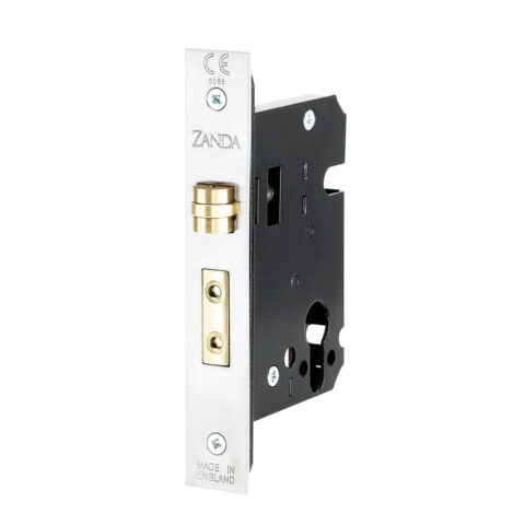 Zanda Round Key-Turn Roller Mortice Lock Kit Satin Satin Chrome
