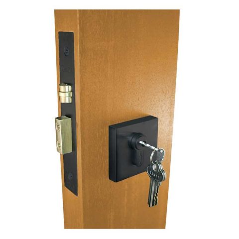 Zanda Square Key-Key Roller Mortice Lock Kit Matte Black