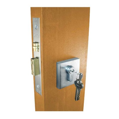 Zanda Square Key-Key Roller Mortice Lock Kit Satin Chrome