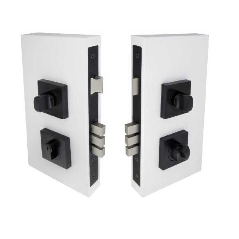 Zanda 1184 Square Single Cylinder Latch Lock Kit Matte Black