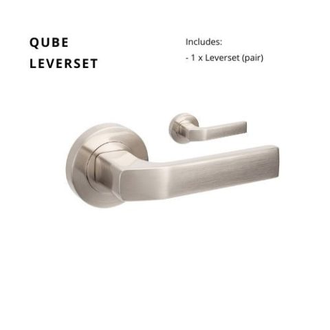 Zanda Qube Round Door Handle Lever Set Only Brushed Nickel
