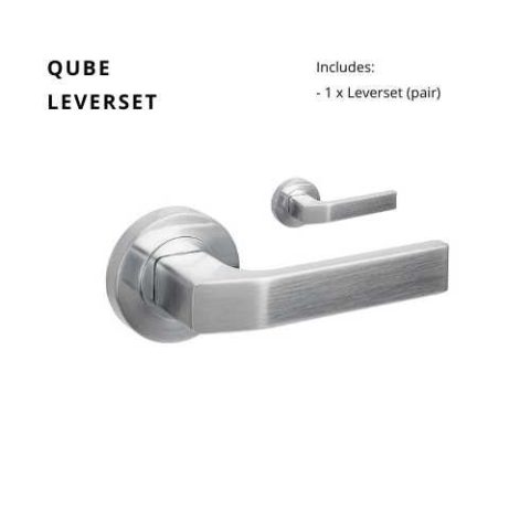 Zanda Qube Round Door Handle Lever Set Only Satin Chrome